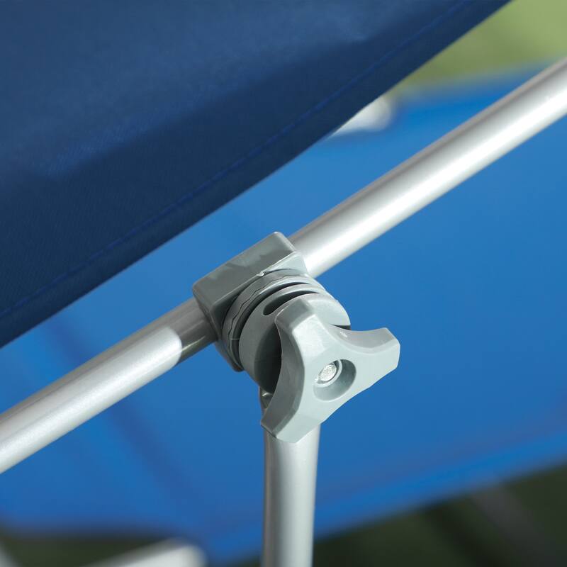 Outsunny Outdoor Lounge Chair, Adjustable Folding Chaise Lounge, Tanning Chair with Sun Shade for Beach, Camping, Hiking