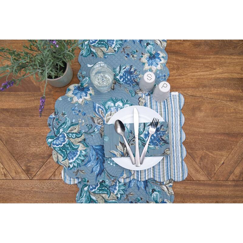 Morrison Floral Cotton Quilted Reversible Machine Washable Placemat Machine Washable Set of 6