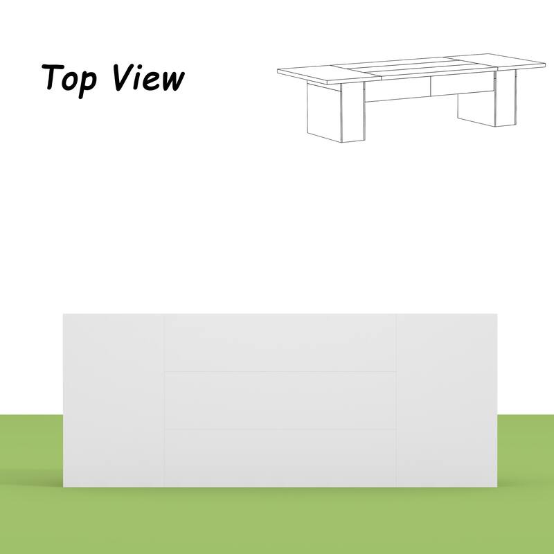 118.1" Large Conference Table, Modern Executive Office Desk with Heavy Duty Wood Base, Seats 8–10 Dining Table