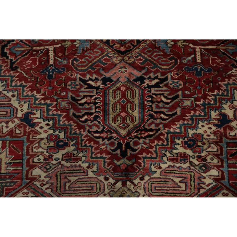 Hand Knotted Oriental 100% Wool Carpet Traditional Medallion Red Heriz (serapi) Area Rug - 13' 7'' X 10' 7''