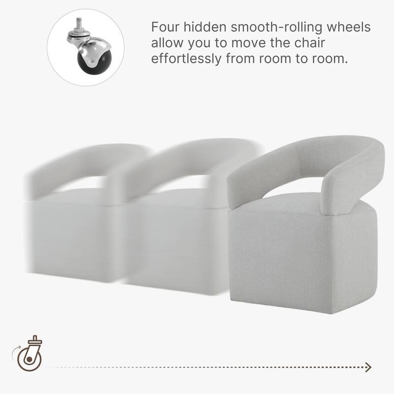 Spruce & Spring Parker Modern Mobile Dining Chair with Casters & Open Back