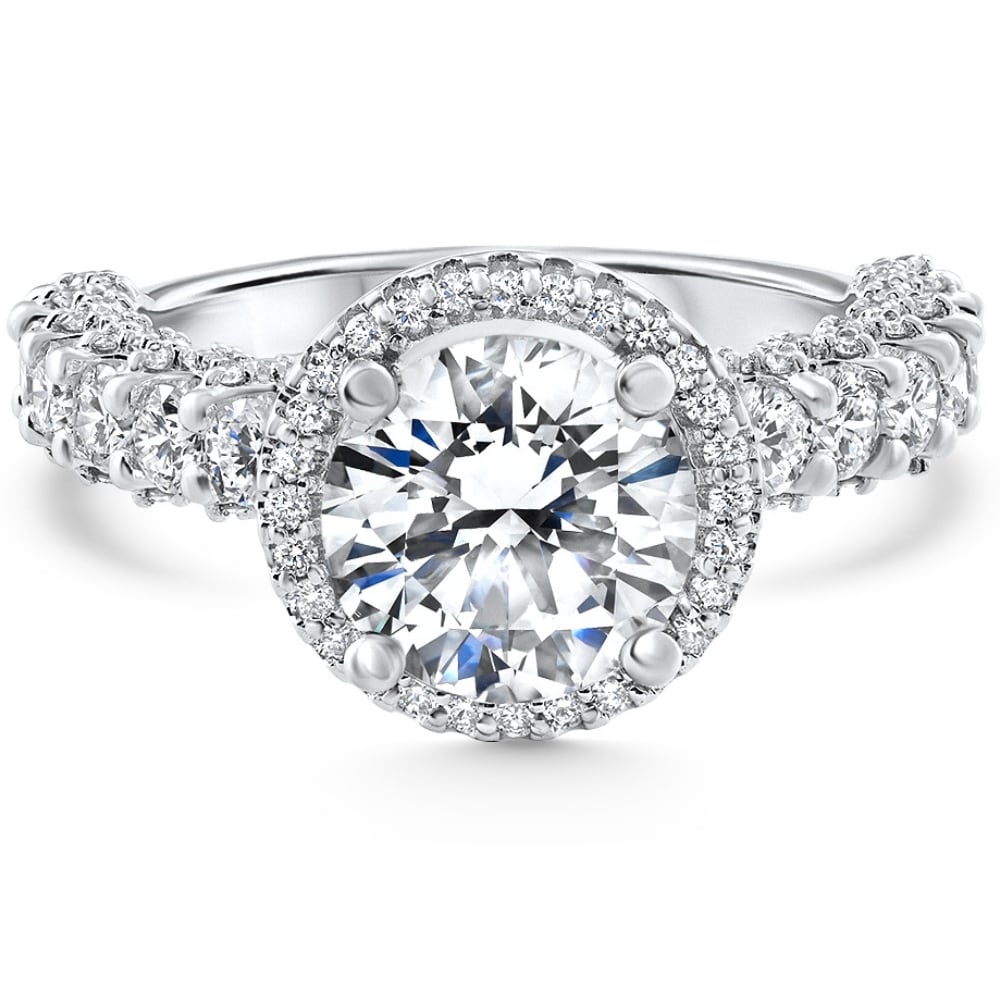 Bliss Diamond Certified 3.52Ct Pave Round Diamond Engagement White Gold Lab Grown