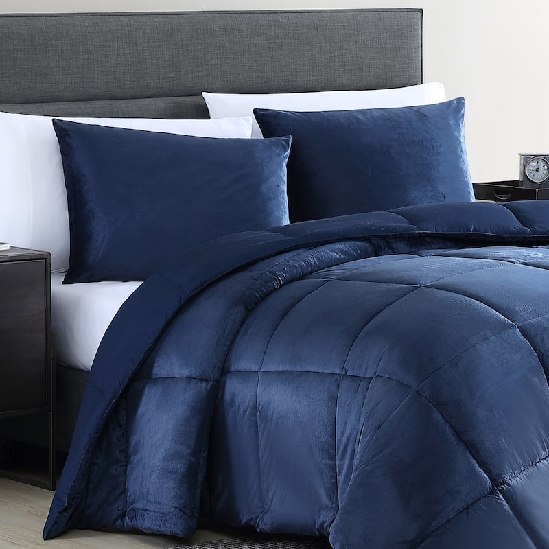 Nautica Bristol Solid FauxMink Textured Comforter & Sham Set Bed