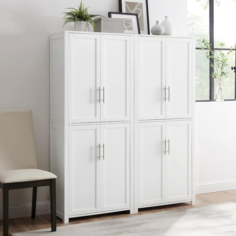 Crosley Savannah 6-shelf Pantry Storage Cabinets (Set of 2) - 56 "w x	15 "d x 67 "h - White