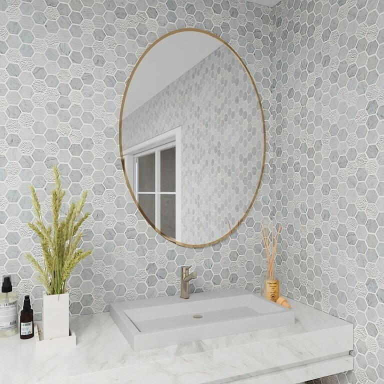 Industry Tile Carrara White 2" Hexagon Mosaic Matte (10 pc/ case)