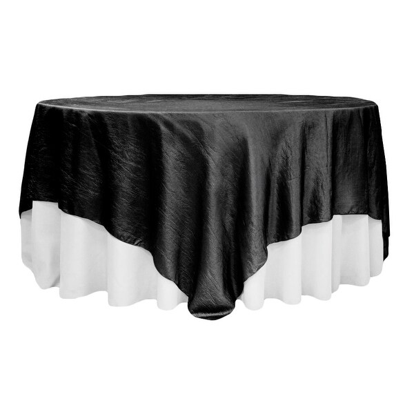 Crushed Taffeta 90"x90" Square Table Overlay - Black