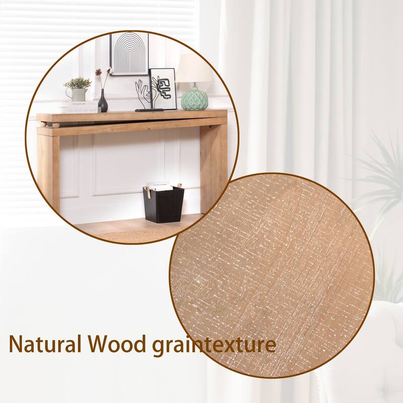 Slim Narrow Console Table, 52" Living Room Hallway Sofa Table, Wooden Rectangular Entryway Table with Wooden Beads Decoration