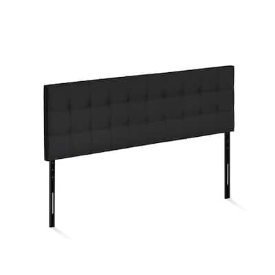 Tufted King Headboard - Vintage Style Upholstered Bedroom Headboard, Black, 79.6"W