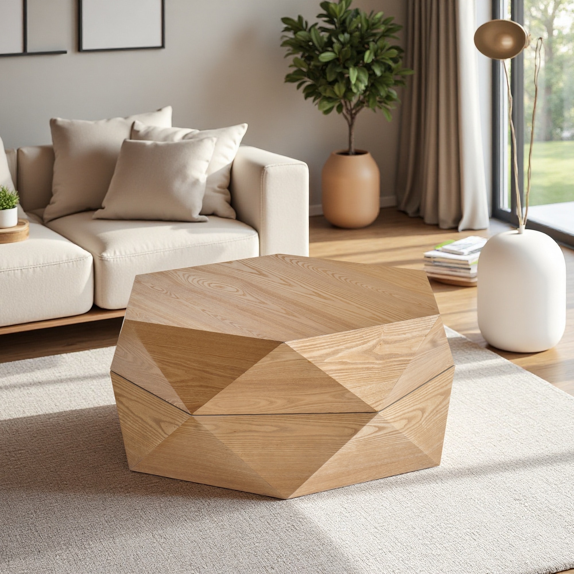 36.61" Retro Style Drum Flip Top Coffee Table with Hidden Storage for Living Room, Bedroom and Office - 1-Piece