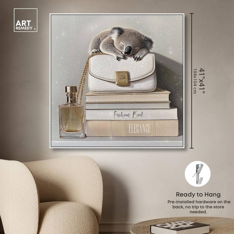 Koala on Fashion Books Canvas by Art Remedy