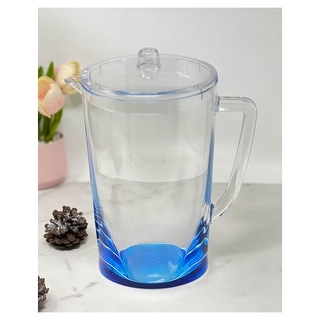 LeadingWare Oval Halo Acrylic Water Pitcher with Lid (2.75 Quarts) - 8.66" W x 8.66" L x 10.24" H