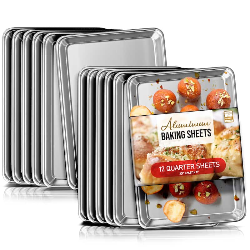 JoyTable Aluminum Steel Non-stick Baking Sheet/Cookie Sheet Set - Quarter Sheet Pan - 12 Piece