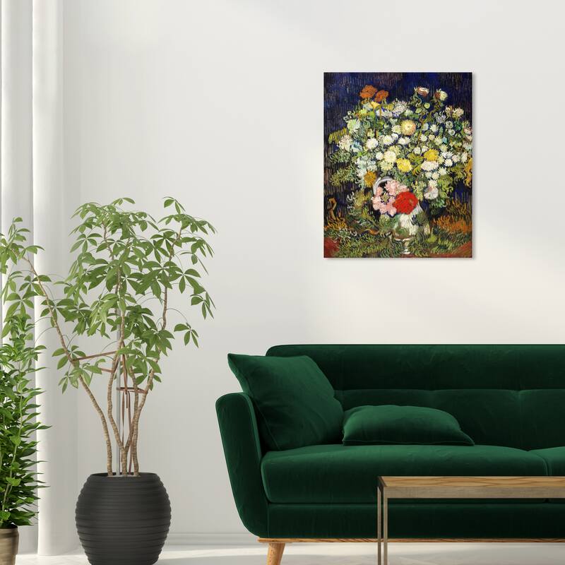 Wynwood Studio Canvas Floral and Botanical Van Gogh - Bouquet of Flowers in a Vase Green and Traditional Wall Art Canvas Print - 24 x 20