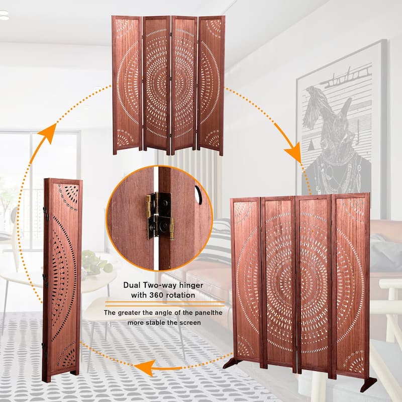 Stylish 4-Panel Solid Wood Folding Room Divider for Privacy and Decor in Any Living Space