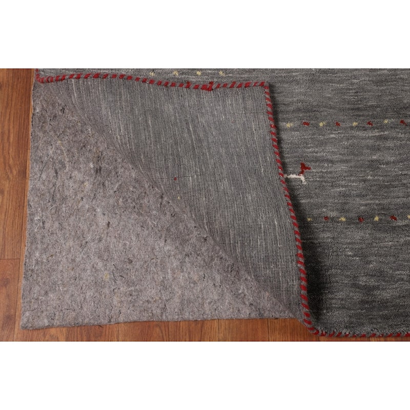 Tribal Gray Gabbeh Oriental Area Rug Hand-Knotted Wool Carpet - 8'1"x 9'10"