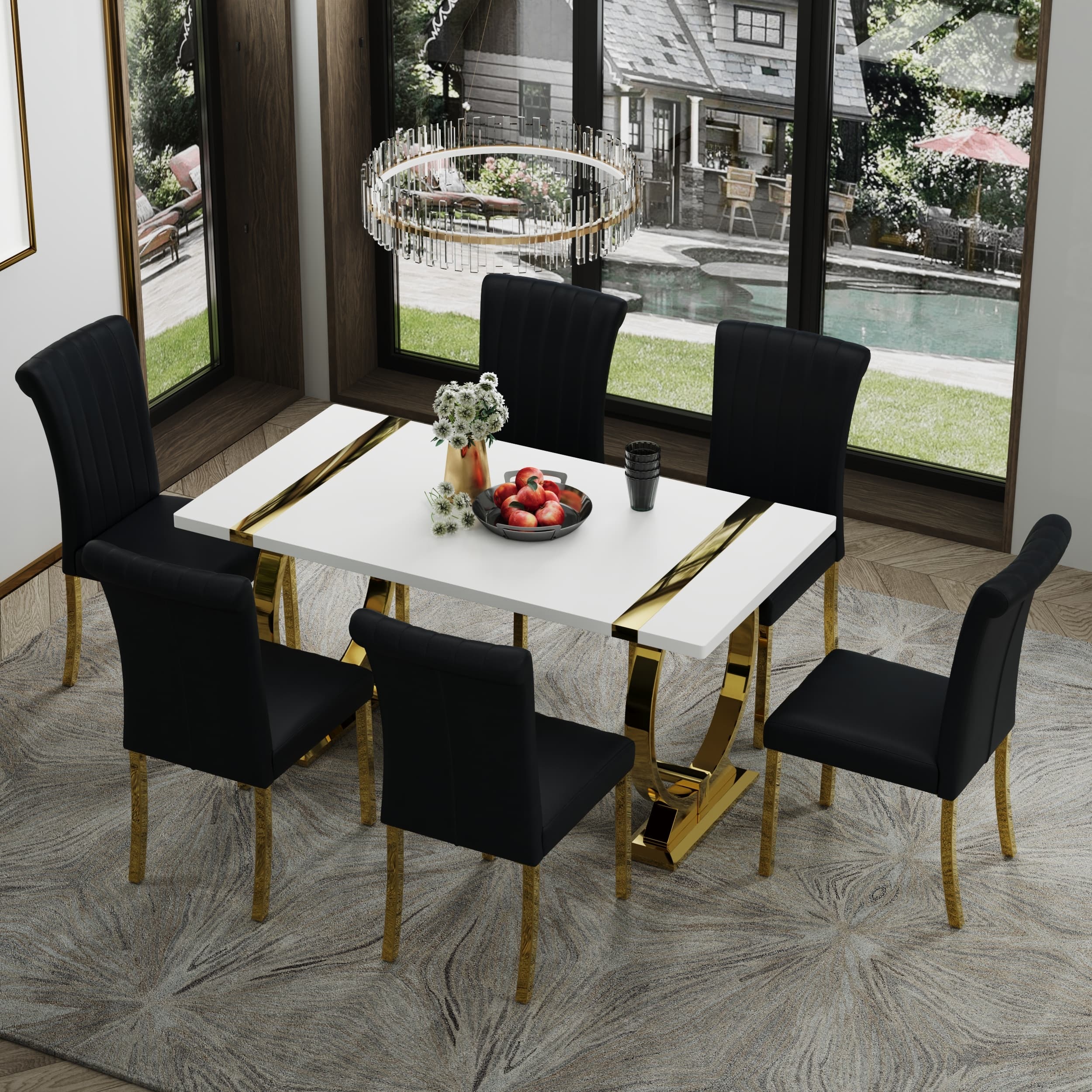 Option White Table Gold Chairs