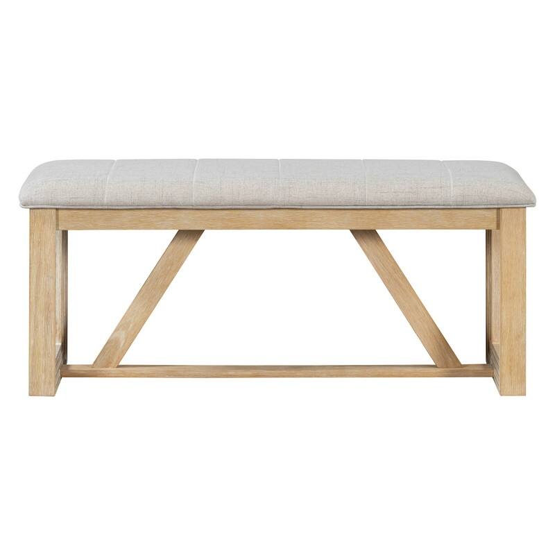 Spruce & Spring Dining Table Set for 6, 6-Piece Mid Century Modern Farmhouse Table with Chairs and Bench