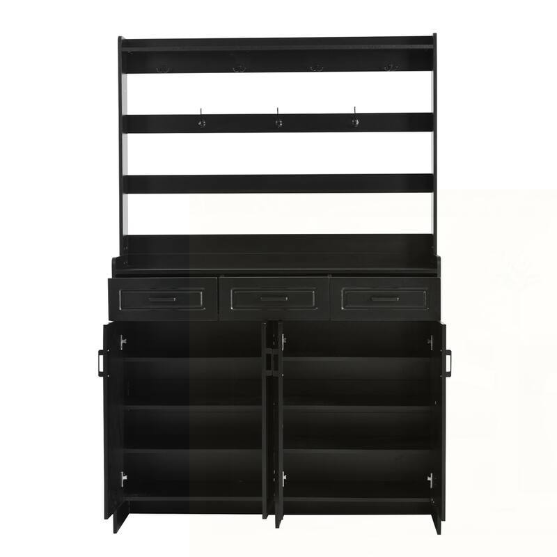 Four-Door Shoe Cabinet with Coat Rack