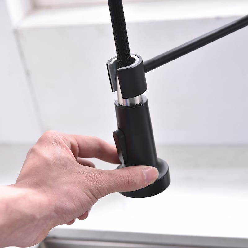 Matte Black 1-Handle Deck-Mount Pull-Down Handle Kitchen Faucet