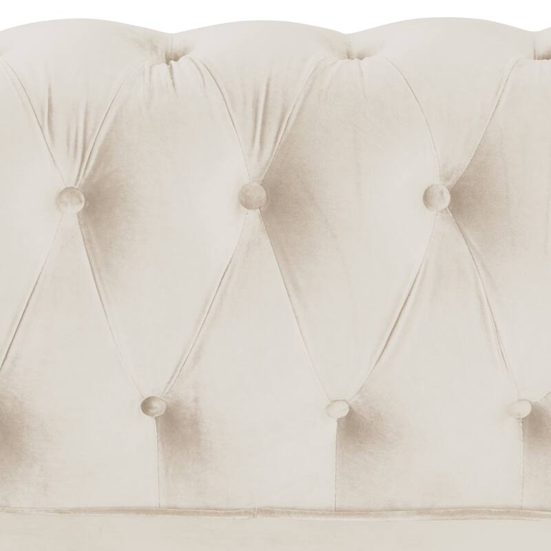 Classic Tufted Velvet Upholstered Chesterfield Club Chair and Sofa 2 Pieces with Nailhead for Living Room by Morden Fort