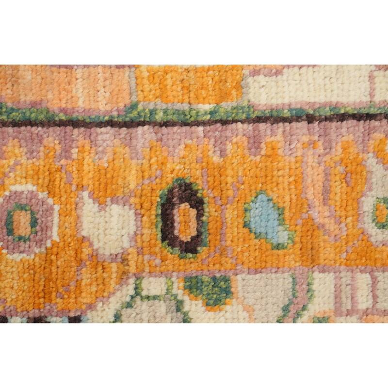Hand Knotted Oriental 100% Wool Carpet Transitional Geometric Beige & Ivories Oushak Area Rug - 9' 11'' X 10' 1''
