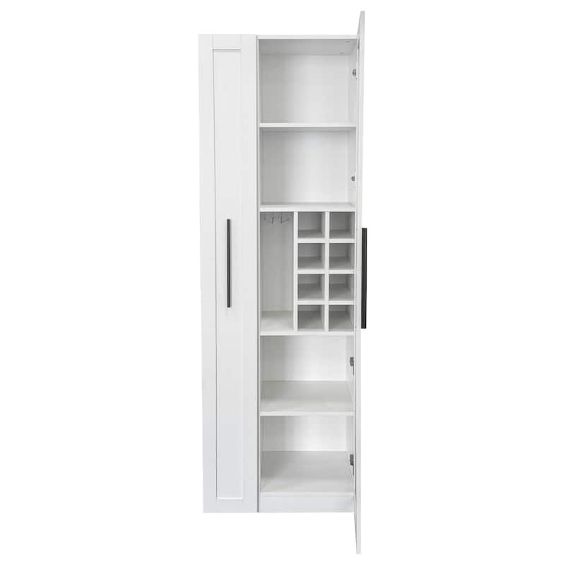 GDFStudio - Harry 70.87" Freestanding Multi-Function Pantry Cabinet with Pull-Out Shelves, Drawers & Microwave Stand