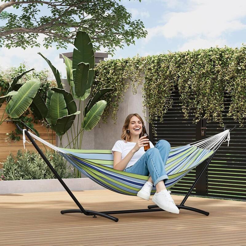 Outdoor Portable Double Hammock for Outside Garden Backyard