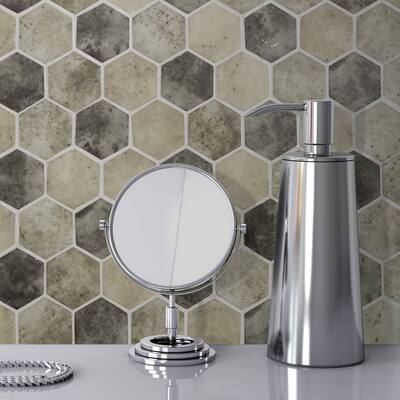 12"x 10" Hexagon Floor and Wall Peel & Stick Meshmount Mosaic Tile (10pcs)