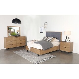 Justine Light Honey Brown and Grey 4-piece Bedroom Set - Bed Bath ...