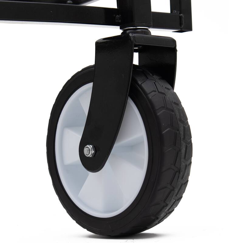 Patterned Collapsible Utility Wagon - Orange Leaf Design with Storage Straps, 225lb Capacity