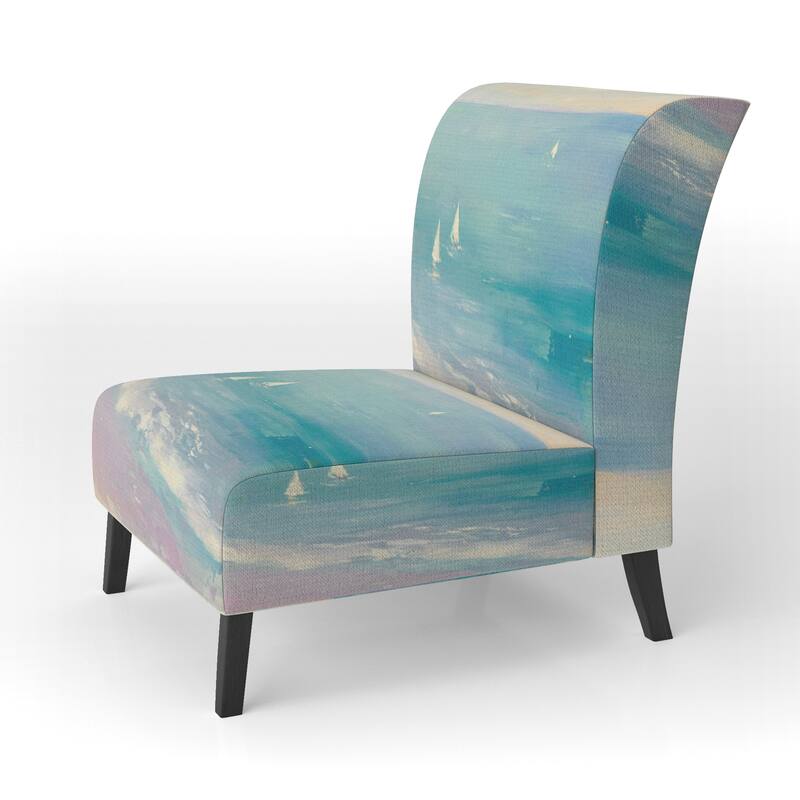 Designart "From the Shore" Upholstered Beach Accent Chair - Nautical & Coastal Arm Chair For Bedroom