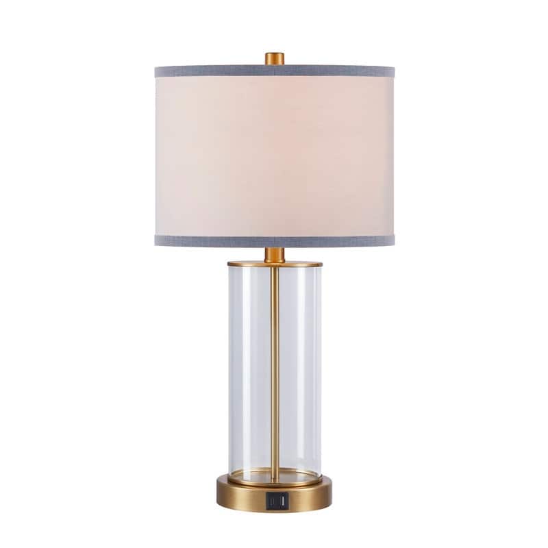 KAWOTI 23.25" Touch Control Table Lamp Set with USB Port and Bulbs