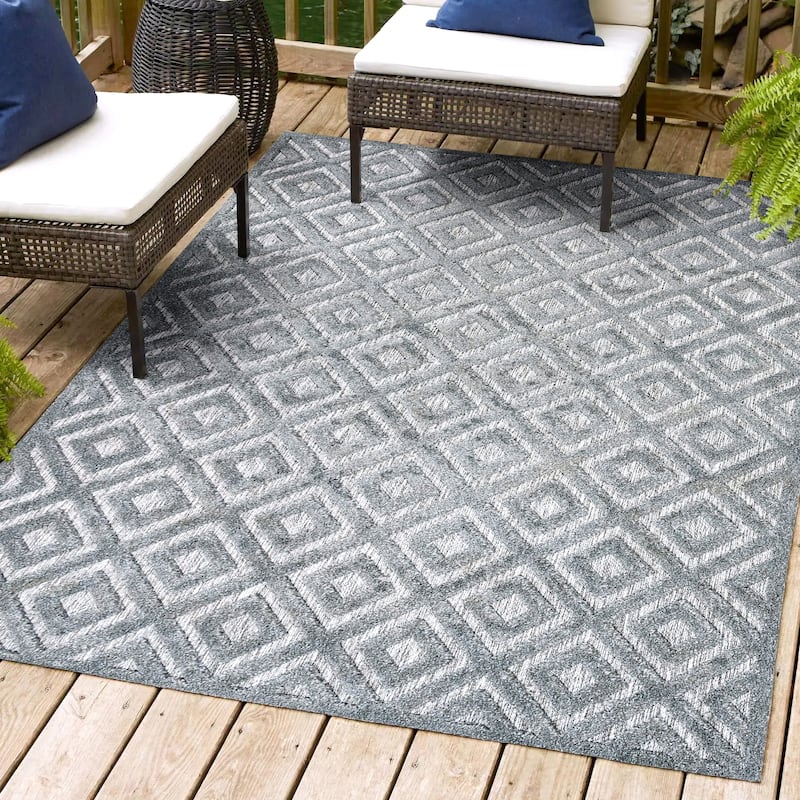 JONATHAN Y Ankara Neutral Diamond Trellis Indoor/Outdoor Area Rug