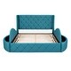 preview thumbnail 10 of 22, Nestfair Queen Size Upholstered Platform Bed with 1 Drawer and 2 Side Storage Stool
