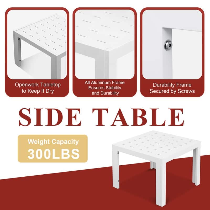 FINCATI 10-piece Patio Sectional Sofa Aluminum Conversation Set with Tables