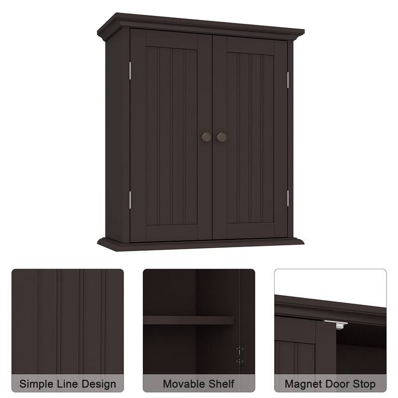 Bathroom Wall Cabinet, Over The Toilet Space Saver Storage Cabinet - 8.8"D x 21.1"W x 24"H