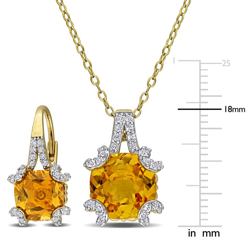 Miadora Sterling Silver Gemstone Necklace and Earrings Set