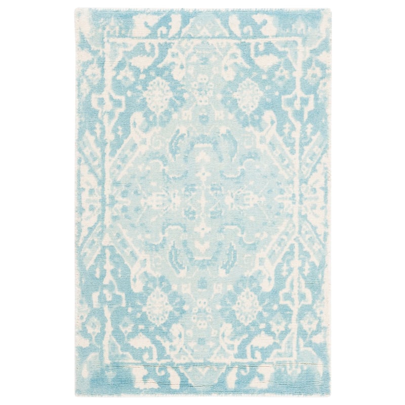SAFAVIEH Handmade Restoration Vintage Boho Filareta Wool Rug - 2' x 3' - Light Blue/Ivory