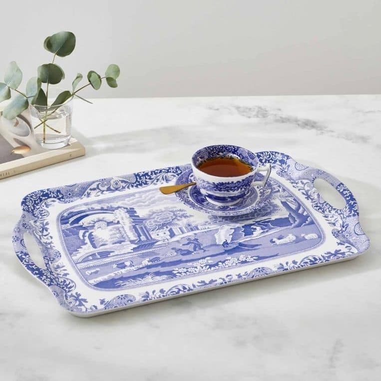 Pimpernel Blue Italian Large Melamine Handled Tray - 19.25" x 11.5"