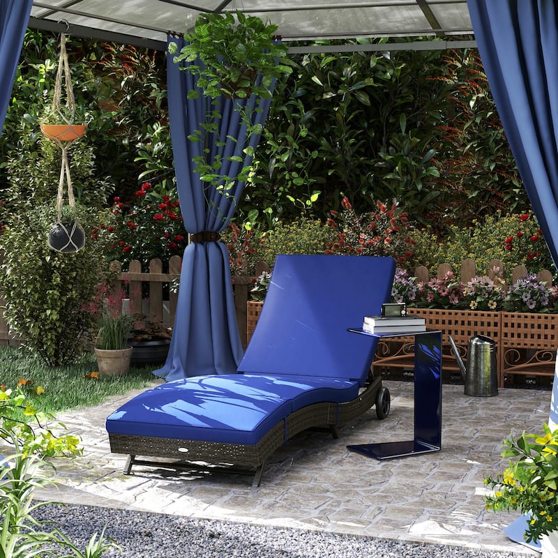 Oxford Fabric Lounge Chair with Mesh and Headrest - 23.5" W x 52.25" D x 11.75" H