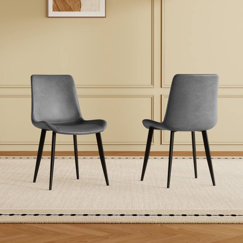 Roomfitters Dining Chairs Set of 4, Modern PU Leather Kitchen Side Chair, Metal Legs
