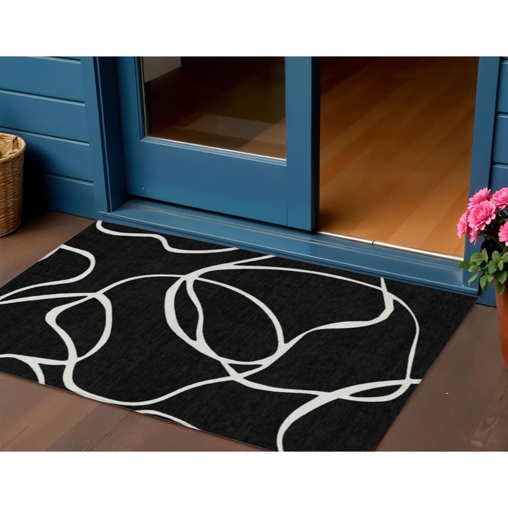HomeRoots Abstract Transitional Rectangle Outdoor Rug