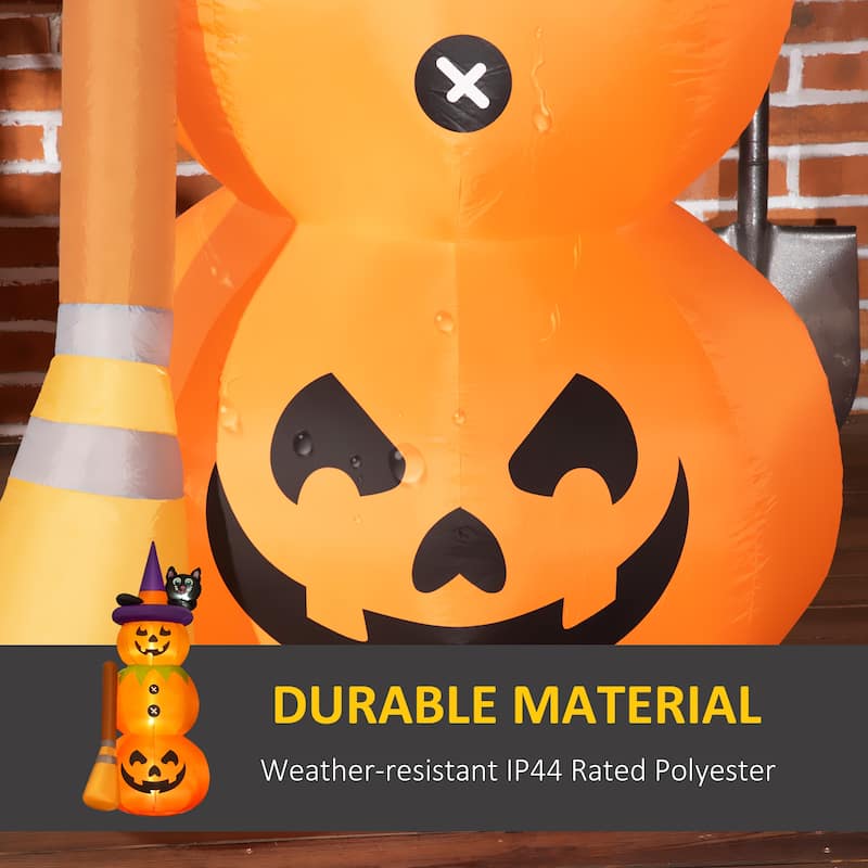 Outsunny 6' Light-Up Inflatable Pumpkin Halloween Decoration with Cute Black Cat