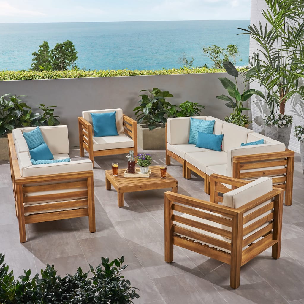 Oana Outdoor 8-seat Acacia Sofa and Club Chair Set by Christopher Knight Home