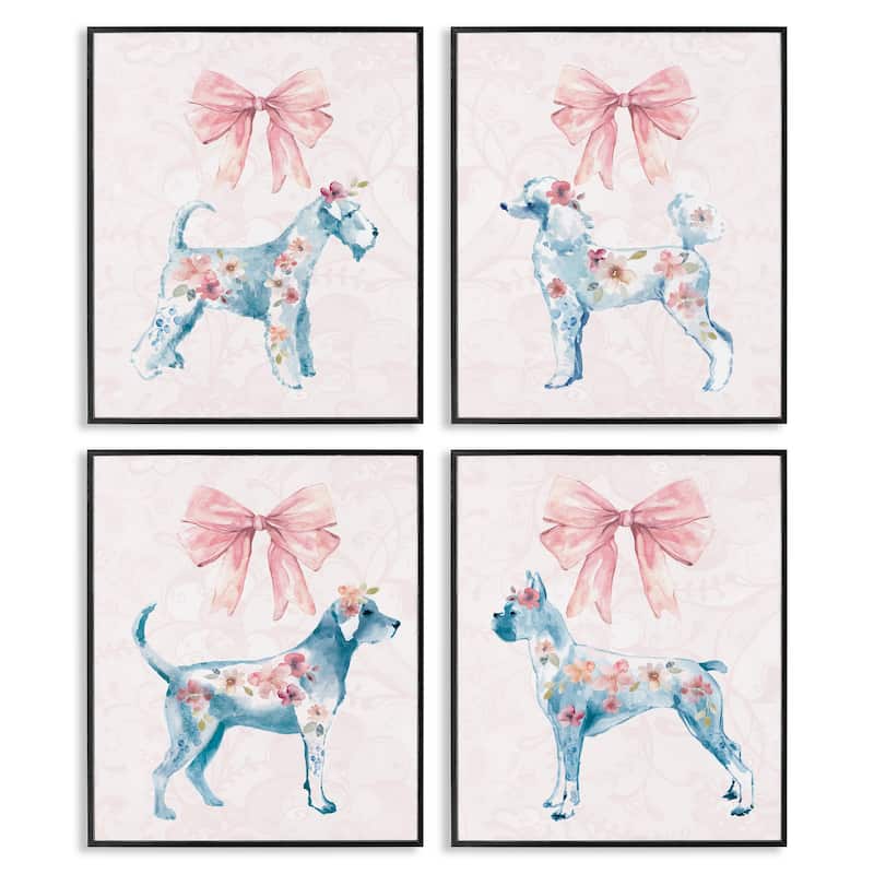 Stupell Chic Stylish Pastel Dogs Framed Giclee Art Design By Carol Robinson (Set of 4) - 11 x 14 - Black