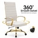 preview thumbnail 43 of 98, Benmar Ribbed Leather Executive High Back Office Chair with Gold Frame, Swivel, Tilt, Lumbar Support