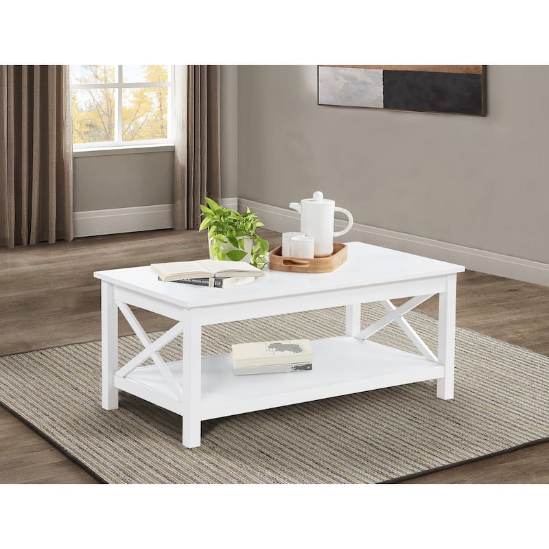 Skyview 44-inch Rectangular Lift Top Coffee Table White - 44" x 22" x 18.25"