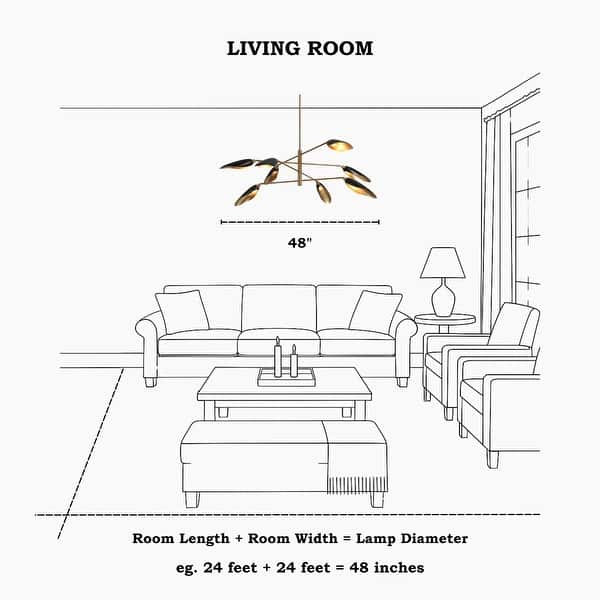 dimension image slide 2 of 10, Modern Multi-Light Large Black Gold Sputnik Chandelier Metal Pendant Lights for Dining Room