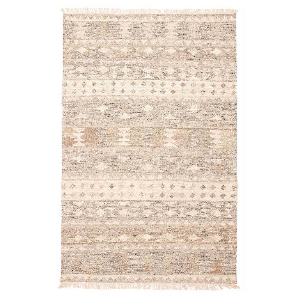 ECARPETGALLERY Flat-Weave Ankara FW Tan Wool Kilim - 5'1 x 8'0