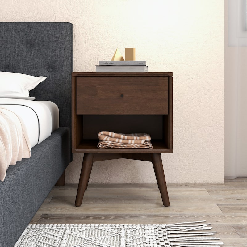 Novel Mid Century Modern Walnut Nightstand Bed Side Tables - Walnut